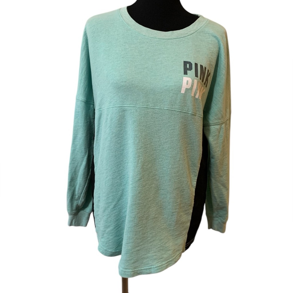 Victoria’s Secret PINK Light Turquoise Crew Neck Sweatshirt Women’s Size Medium
